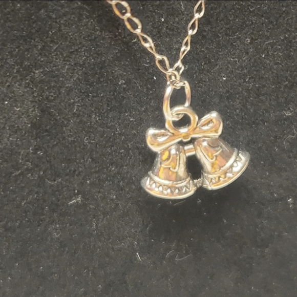 Silver Chain and Silver Christmas Bell Charm Necklace - Picture 8 of 10